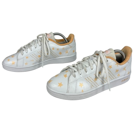 Adidas Advantage Base White With Orange Stars Shoes Womens Size 10 - Picture 4 of 10